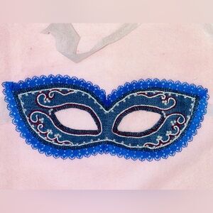 Blue and White Embroidered Mask. Handmade